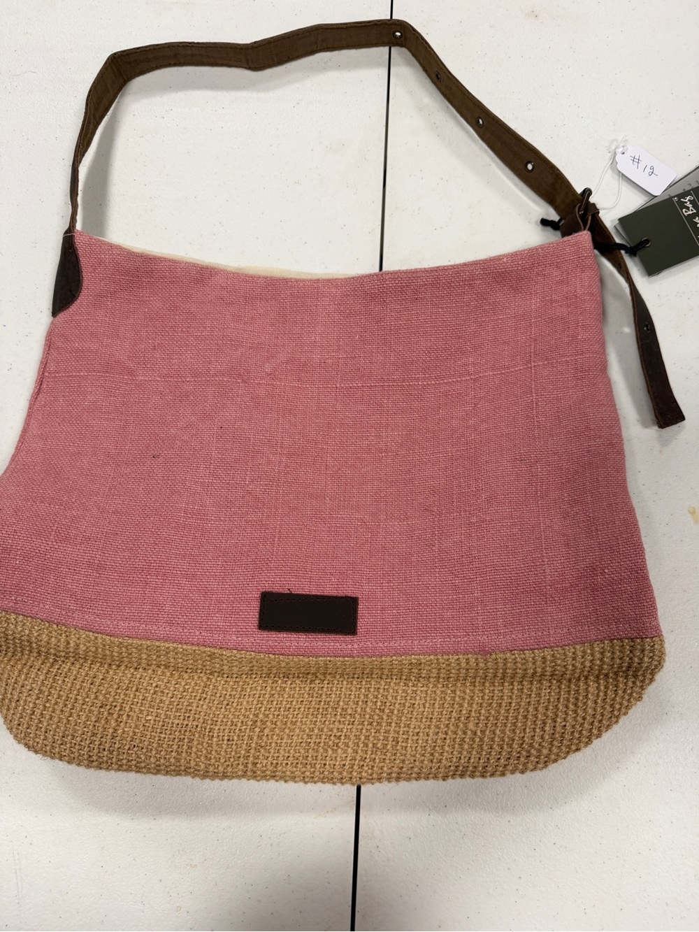 Myra Bag Rose Pink Canvas Shoulder Bag with Woven Tan Base - Picture 2 of 2